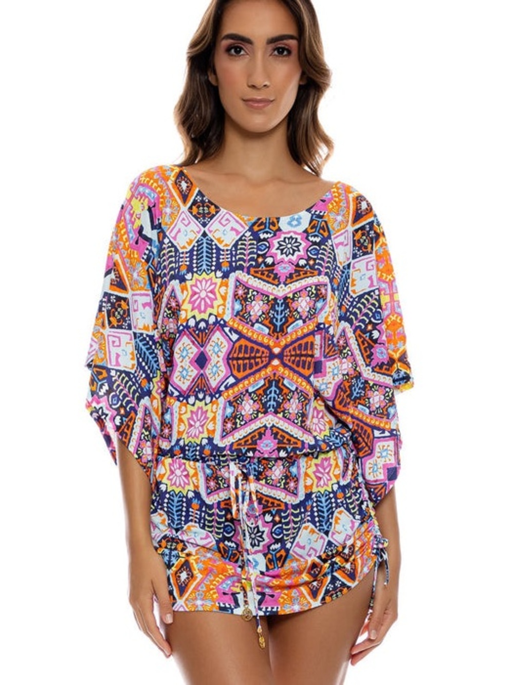 Luli Fama Maracuya Kisses Multicolor Dress bathing suit Swim Cover-Up Tunic